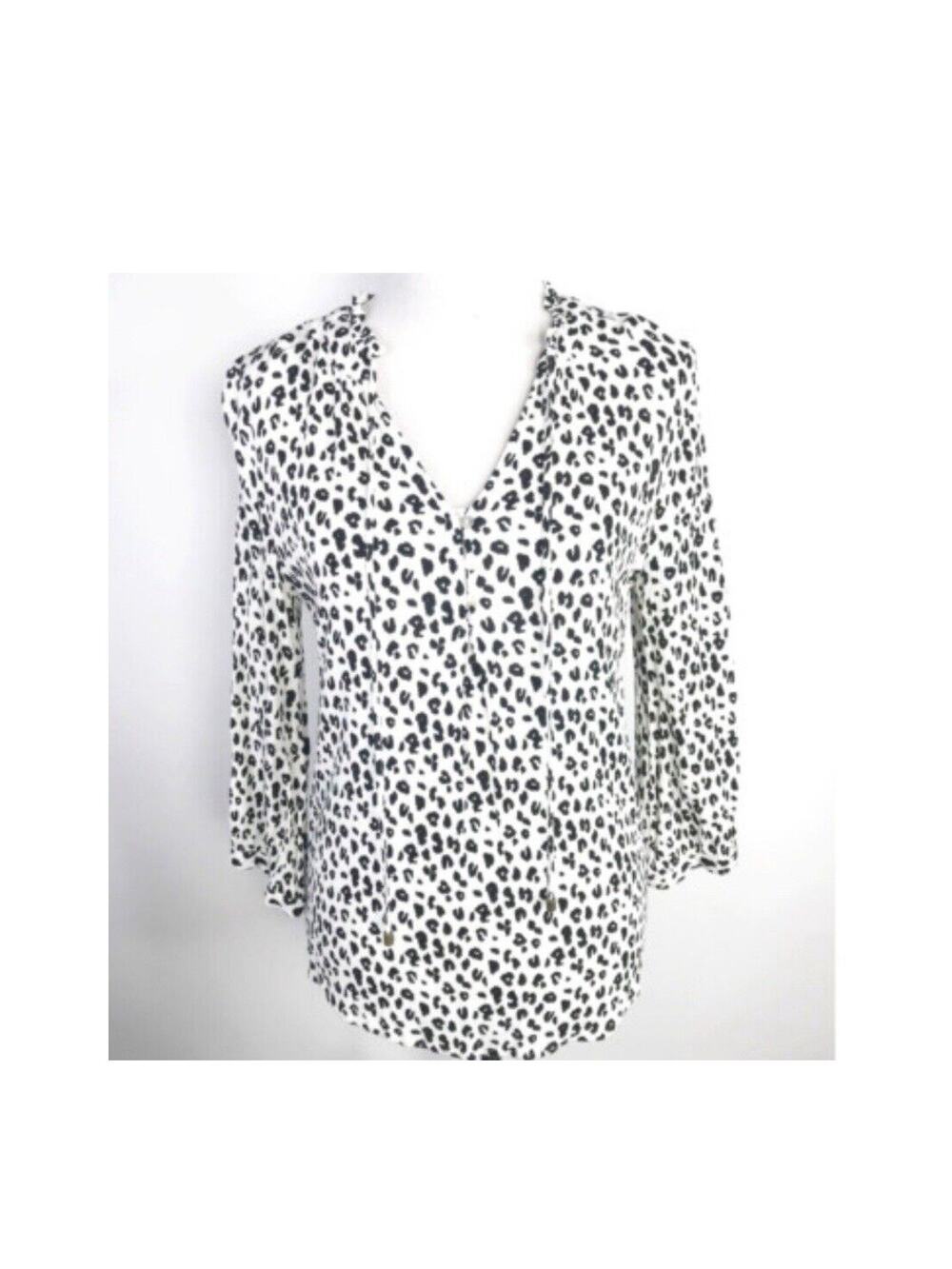 41Hawthorn Shirt Womens Medium Lightweight Black & White Career Office Blouse